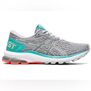 Asics Gray and Teal GT-1000 9 Running Shoes